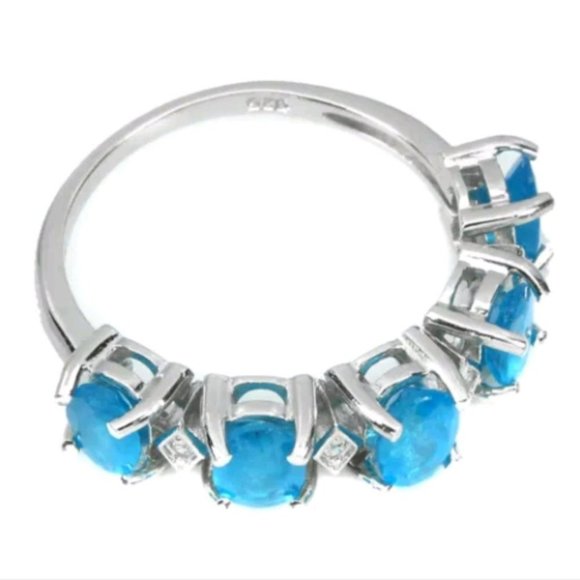 Apatite Ring, Blue Stone Ring, Gemstone Ring, Anniversary Ring, Stackable Rings - Picture 2 of 6